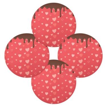 Imagem de Wassud Jogo americano conjunto de 4 tapetes redondos de chocolate pingando para cozinha e jantar tapetes laváveis resistentes ao calor para decoração de mesa 39 cm