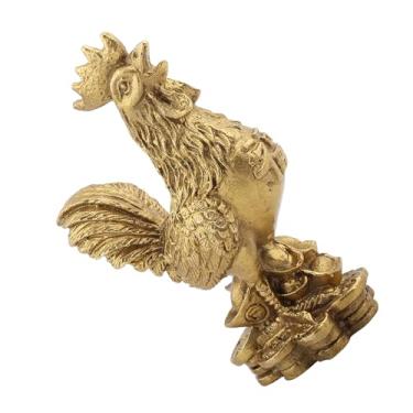 Imagem de Naroote Galo de Latão Puro Frango Feng Shui Símbolo de Riqueza para Decoração de Casa Boa Sorte e Fortuna, Latão Premium Feito à Mão para Riqueza e Sucesso, 100% Novo, 5"