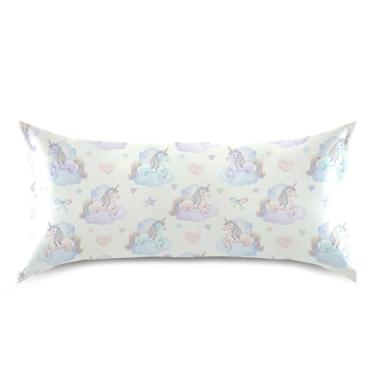 Imagem de Wassud Fronha de cetim pastel cavalos estrelas dia dos namorados para cabelo e pele fronhas de seda lisa king size fronhas respiráveis com fecho de envelope