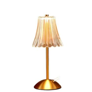 Imagem de Luminária de Mesa LED Sem Fio 3 Cores Toque Dourada Recarregável