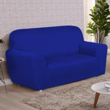 Imagem de Capa De Sofá Lisa Coladinha 2 e 3 ou 4 Lugares/Capa de Poltrona 1 Lugar (AZUL ROYAL,4 Lugares)