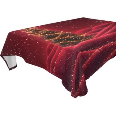Imagem de Blueangle Glowing Stars Toalha de mesa para árvore de Natal – Toalha de mesa retangular de poliéster impermeável e resistente a manchas para ambientes internos e externos, 137 x 182 cm (479)