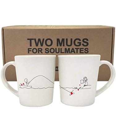 Imagem de Presentes de Dia dos Namorados BOLDLOFT para ele, presentes românticos de aniversário para ele, lindos presentes para namorado, para ele, presentes de casal, canecas de café para ele e para ela, Branco, Volume: 12 oz (355 ml), 2