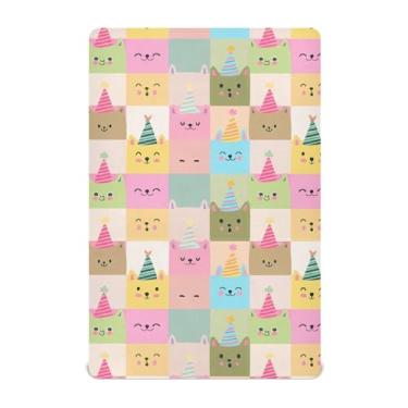 Imagem de SEHANY Lençóis de berço de gatos fofos para meninos e meninas, macio, respirável, elástico, lençol com elástico padrão para bebês de 27 x 99 cm