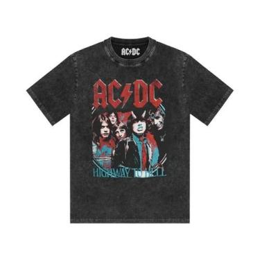 Imagem de Camiseta Masculina Estampada AC/DC Band, Lavada, Retro, Manga Curta, C