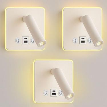 Imagem de 3 Arandela De Parede Leitura Flexível Led Usb E Usb-c Bet98 - Bet98kit