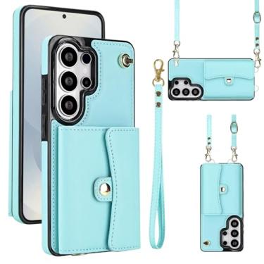 Imagem de Capa carteira para Samsung Galaxy S26 Ultra com compartimentos para cartões e proteção RFID, capa fólio de couro fina com alça de pulso, suporte e proteção total contra quedas para mulheres e homens