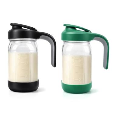 Imagem de Sursip Jarra de vidro com tampa, pote grande de 947 ml, frasco de vidro com boca larga, café, suco, limonada, chá e sol, jarro de água para geladeira – pacote com 2