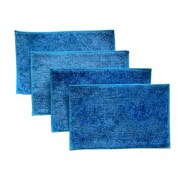 Imagem de Tapetes de Bolinha em Microfibra Super Macio 38x58cm para Banheiro Quarto e Cozinha (4, Azul claro)