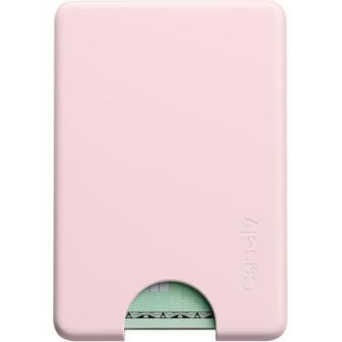 Imagem de Casely MagWallet | Suporte de cartão fino | Compatível com MagSafe | Silicone rígido de toque macio | comporta até 3 cartões, Rosa claro, Minimalista