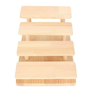 Imagem de Suporte para armação de óculos Expositor de óculos de sol de madeira estilo rústico Suporte de armazenamento multicamadas para joalheria doméstica Material de registro de loja (4 camadas)