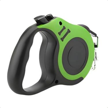 Imagem de Guia Retrátil para Cachorros e Gatos 5m – Coleira com Trava de Segurança, Design Ergonômico e Qualidade Premium para Passeios – Cores Variadas (Verde e Preto)