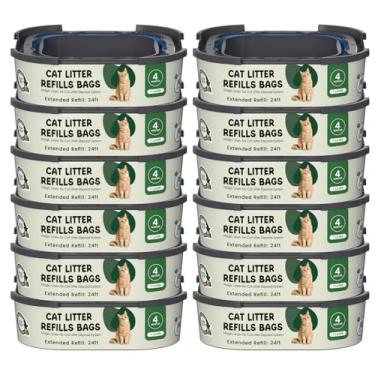 Imagem de Fununcat Cartucho de refil de areia para gatos compatível com lixeira Cat Genie Standard, Plus, XL+ e XL, acessórios de caixa de sacos de lixo para animais de estimação, pacote com 12