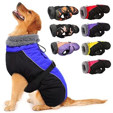 Imagem de IECOii Casaco de inverno extra quente para cães, refletivo, ajustável, casaco de inverno para cães com fivela de lã e gola rolê para clima frio, casaco de inverno macio para cães pequenos, médios e extra grandes