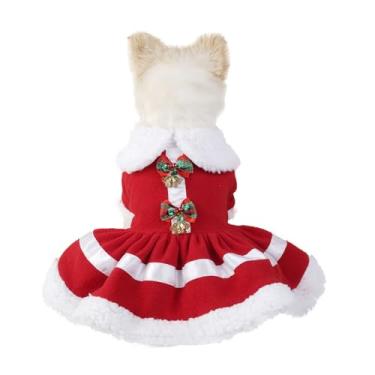 Imagem de Vestido de Natal para cachorro Ainoli, macio, quente, fofo, elegante, cachorrinho, roupas de Natal para festa diária (M)