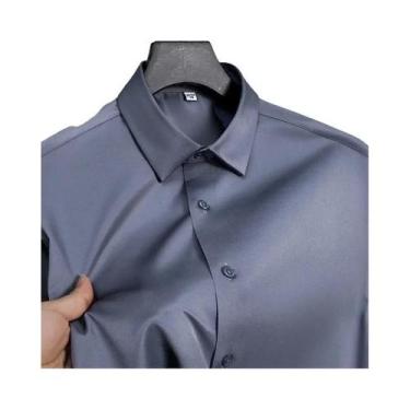 Imagem de Camisa Social Masculina Slim Fit De Manga Longa Antirrugas Para Escrit