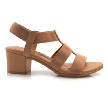 Imagem de Sandália Confortflex Salto Bloco 2457403 Feminino Bege-Feminino