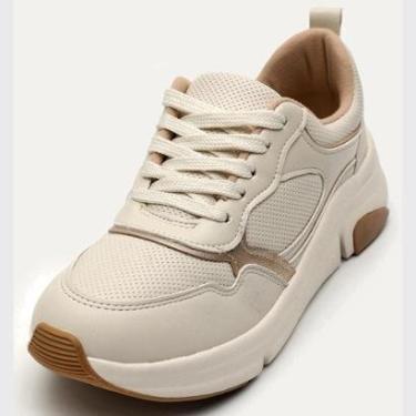 Imagem de Tênis Street Recort Dourado Feminino Conforto Modare 7401.103.29939 Branco Off N°35-Feminino