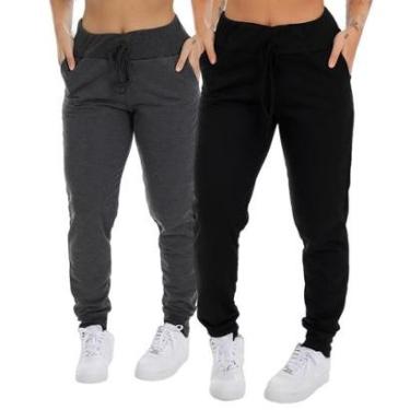 Imagem de Kit 2 Calça De Moletom Com Bolso Frimarket Feminina Adulto-Feminino