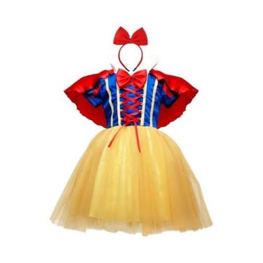 Imagem de Fantasia De Princesa Branca De Neve Para Meninas Com Capa, Roupa De Fe