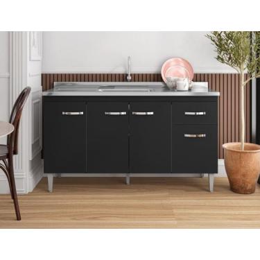 Imagem de Balcão Gabinete Multiuso Gabriela Sem Tampo 150cm Preto Ajl Móveis, Pr