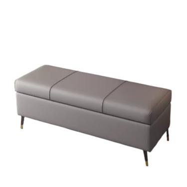 Imagem de Banqueta de sapato otomano para quarto para uso doméstico, porta de armazenamento, entrada, sapatos de cabeceira, sofá de cabeceira longo, pode ser banco no final da cama (cinza médio, 40 cm)