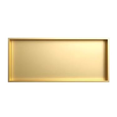 Imagem de Nicho de chuveiro embutido de aço inoxidável 304, caixa de nicho de parede à prova d'água – sem necessidade de azulejos, prateleira de chuveiro para recesso para reforma da casa (ouro, 92 x 32 x 12,5