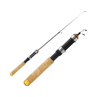 Imagem de Mini vara de pesca de camarão de 60cm, vara telescópica de carbono par