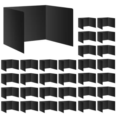 Imagem de Pacote com 30 divisórias de mesa pretas para estudantes, divisórias de plástico durável à prova d'água, fáceis de limpar, placas de pasta de proteção de sala de aula de privacidade para teste de mesa