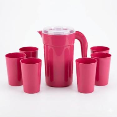 Imagem de Conjunto Jarra 2L Copos 400ml Plástico Livre BPA Bebidas Frias Fácil Limpar Resistente
