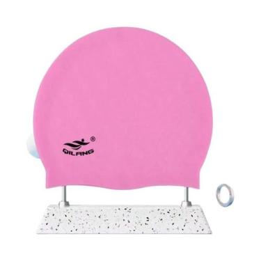 Imagem de Touca De Natação De Silicone Confortável E Impermeável Em Cores Sólida