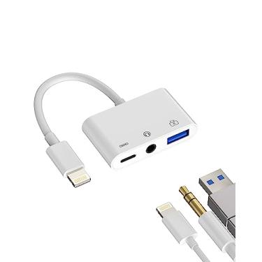 Imagem de Fone de ouvido de 3,5 mm para Lightning Jack Carregador USB AUX 3 em 1 Cabo Dongle para iPhone Audio OTG Adaptador para Apple 14 13 12 11 Pro Max XR para iPad, câmera, mouse, teclado, cartão de