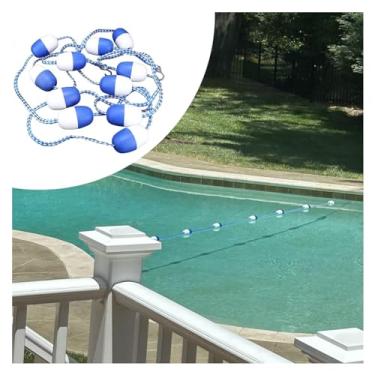 Imagem de Kit de corda e boia de segurança para piscina 15 metros - linha de aviso de boia branca e azul para piscinas enterradas, festas na piscina, parques aquáticos - solução durável e segura