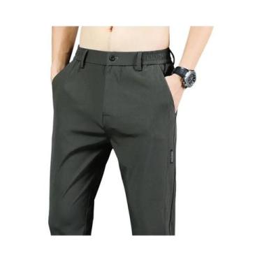 Imagem de Calças De Verão Masculinas Verde Exército Finas E Casuais Com Stretch,