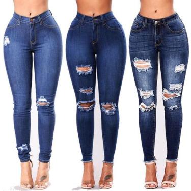 Imagem de Calça Jeans Feminina 3 Peças Promoção  Skinny Cós Médio - Grupo PAS - 