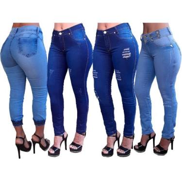 Imagem de Calça Jeans Feminina 3 Peças Promoção  Skinny Cós Médio - Grupo PAS - 