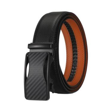 Imagem de Cinto Masculino Preto E Azul Com Padrão De Fibra De Carbono Em Couro, 