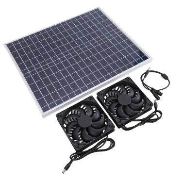 Imagem de AYNEFY Kit de Ventilador de Ventilação Solar 22W Kit de Exaustor de Painel Solar 12V Potente de Ventilação Com Ventilador Duplo para Galinheiro Galpão Com Efeito de Estufa RV Casa de Cachorro