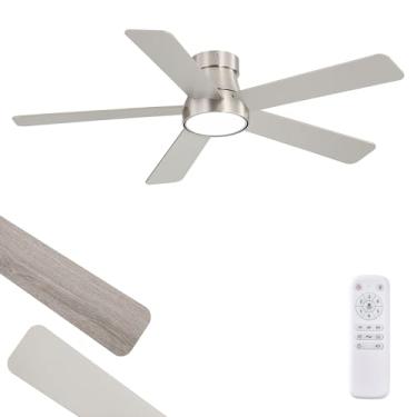 Imagem de Ventiladores de teto de 122 cm com luzes e controle remoto, ventilador de teto moderno para ambientes internos e externos com motor CC silencioso de 6 velocidades 3CCT, pequeno ventilador de teto