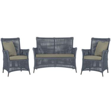 Imagem de Jogo Sofá E 2 Poltronas Igapó Alumínio Marrom E8 Trama Prata