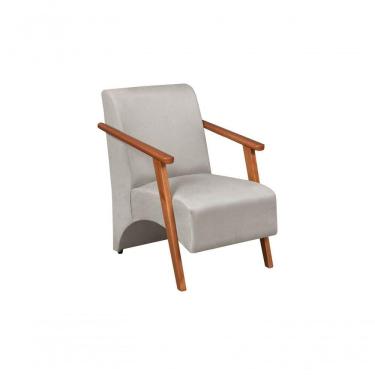 Imagem de Poltrona Venus 1 Lugar Braço Madeira Maciça Tecido Suede Unidecor Bege