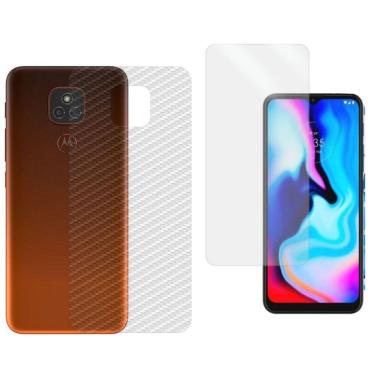 Imagem de Película Hidrogel + Adesivo Fibra De Carbono Para Motorola Moto E7 Plus - Transparente