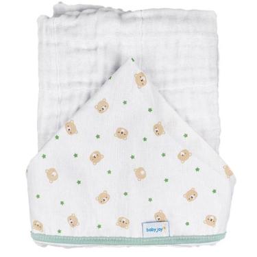 Imagem de Toalha Soft 80 cm x 90 cm com Capuz Baby Joy Fábula, Ursos