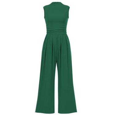 Imagem de PRETTYGARDEN Macacão Feminino Sem Mangas com Gola Alta e Pernas Largas