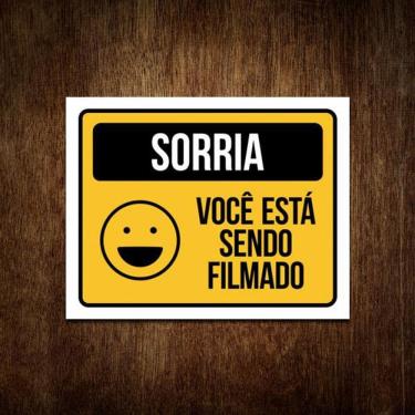 Imagem de Placa Sorria Sendo Filmado Cftv Alarme Camera Sinalização