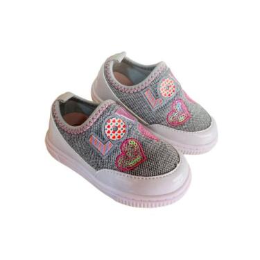 Imagem de Tênis meia infantil Love menina - Abrakadabra, Cinza, 24