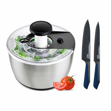 Imagem de Centrífuga de Salada 6L ichef Salad Spinner e Conjunto de Facas Ichef Professional Blue | Ichef