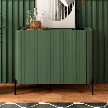 Imagem de Balcão Buffet 98,5cm p/ Sala Porta Brise 100% MDF Pés Metal - Casa Lar