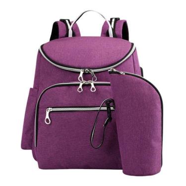 Imagem de Mochila Maternidade Usb + Trocador + Porta Mamadeira Lilás