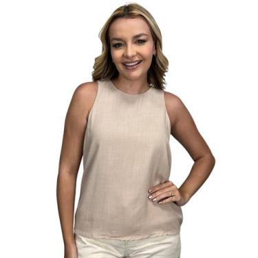 Imagem de Regata Feminina Plus Casual Soltinha Gola Redonda Viscose Moda Verão -